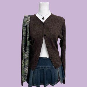 vintage 90s brown girly downtown it girl elevated basic cardigan